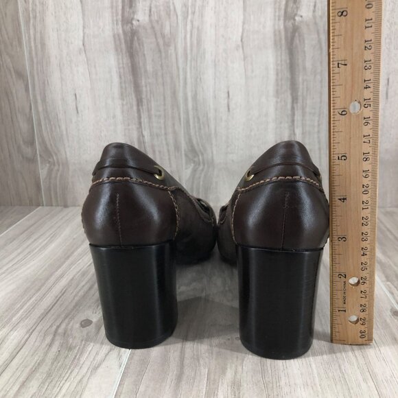 Franco Sarto Heeled Loafers Womens 8.5M Brown Suede Slip On Shoes - Picture 10 of 11